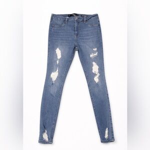 Hollister High Rise Distressed Skinny Jeans Light Wash XXS 00 W28 L24